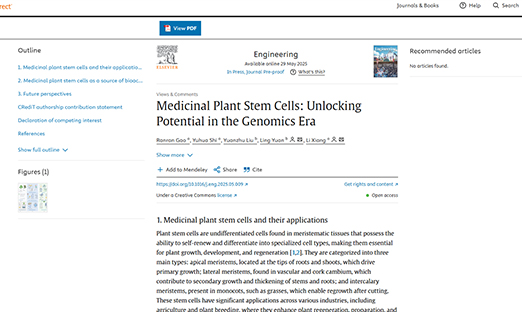 永信贵宾会217细胞生物植物干细胞钻研荣登国际顶刊《Engineering》